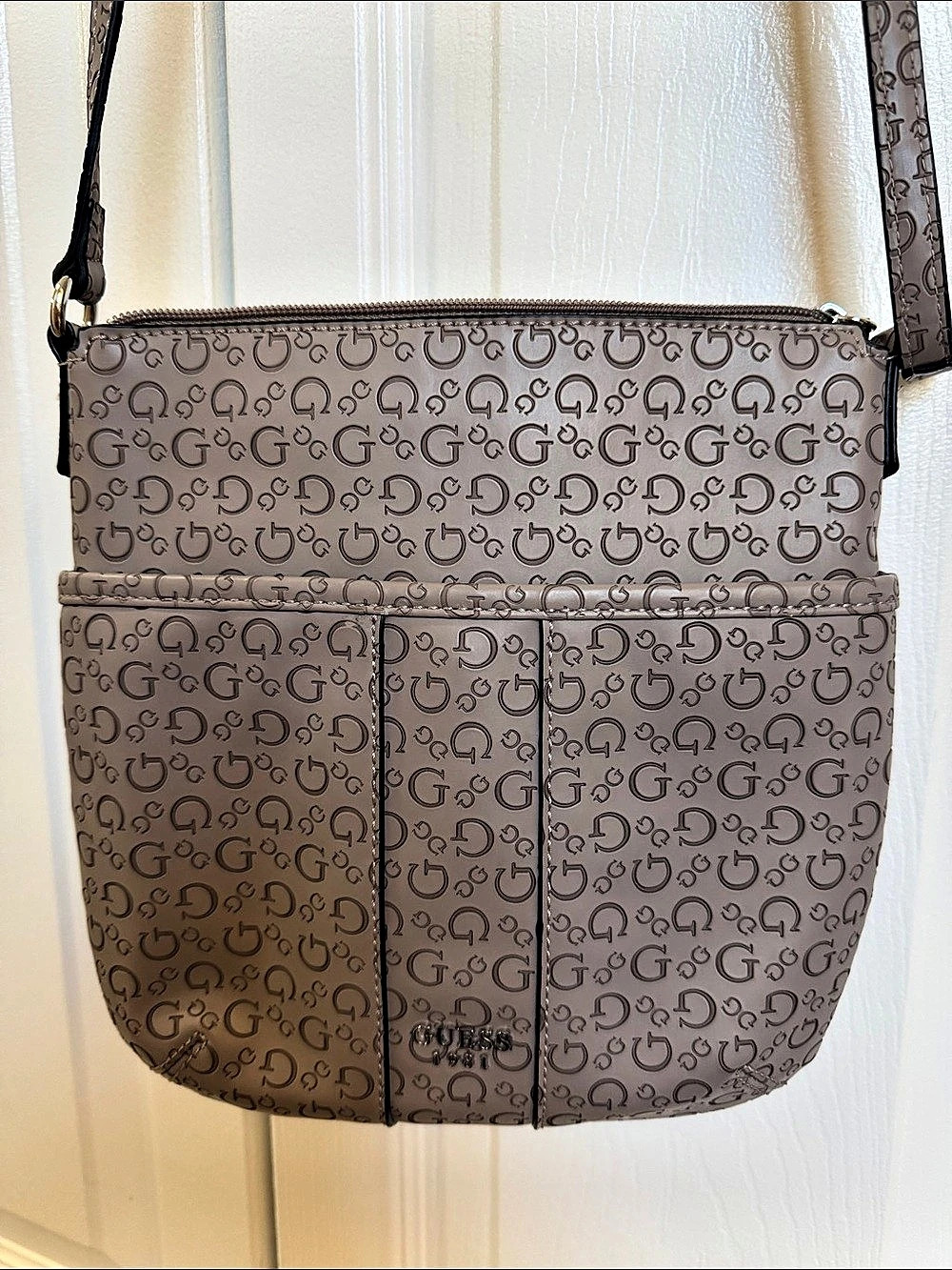 Guess Monogram Crossbody Bag in Brown Like New